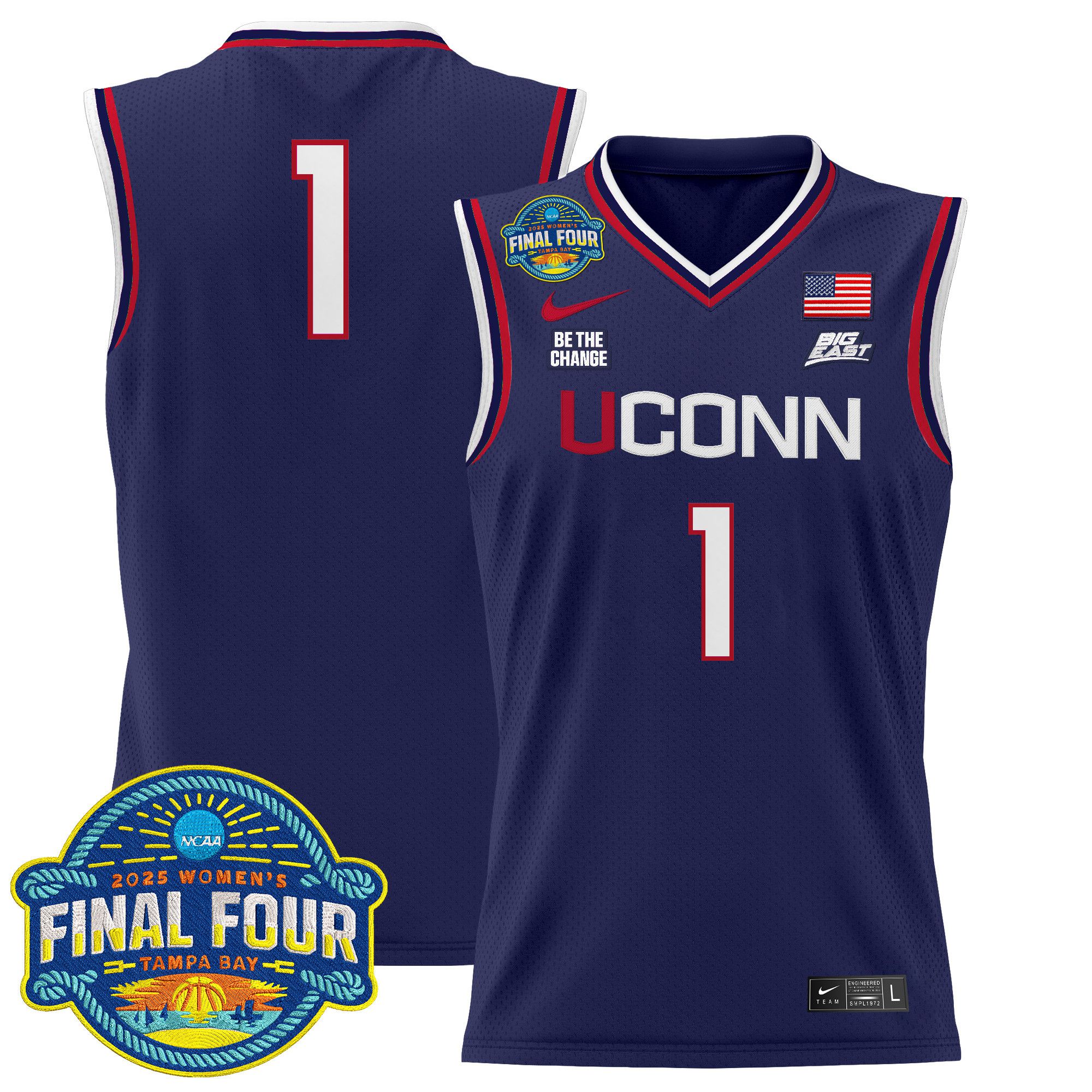 Men UConn Huskies #1 No Name Purple Nike 2025 Big Eat Final Four Patch Lightweight Basketball NCAA Jersey->more ncaa teams->NCAA Jersey